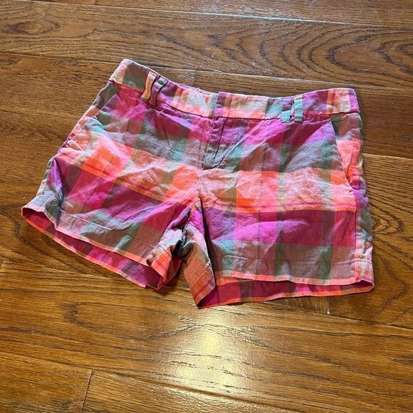 NWT beautiful Loft size 4 pink and orange plaid shorts - Picture 1 of 8